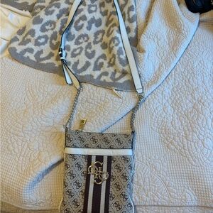 Guess Beige and Brown Crossbody Bag with Wallet